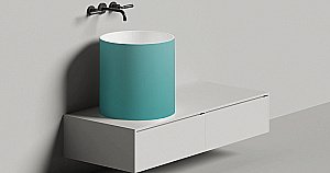 Раковина накладная Salini ARMONIA 04 130118MRH 46 из искусственного камня S-Stone, белая матовая, цвет по RAL снаружи купить в интернет-магазине Sanbest