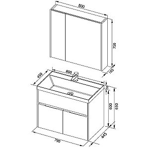 Тумба с раковиной Aquanet Латина 80 для ванной в интернет-магазине Sanbest