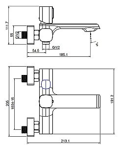 Смеситель для ванны Creavit Alfa AL2500S черный матовый купить в интернет-магазине сантехники Sanbest