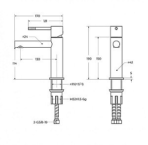 Смеситель для раковины Cezares RELAX-LS2-GM оружейная сталь купить в интернет-магазине сантехники Sanbest