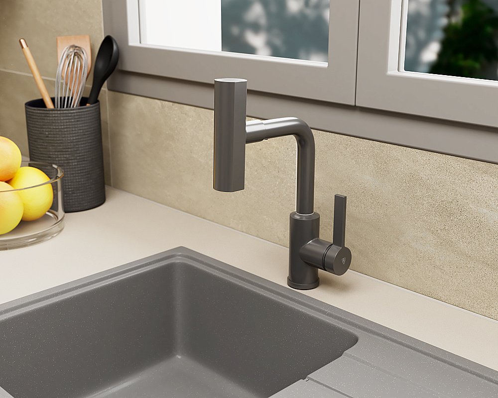 Смеситель для кухни Rush Tinos TI3732-17Grey графит купить в интернет-магазине сантехники Sanbest