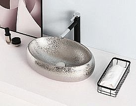 Раковина накладная Gid Lago 48 9030s 52235 серебро купить в интернет-магазине Sanbest