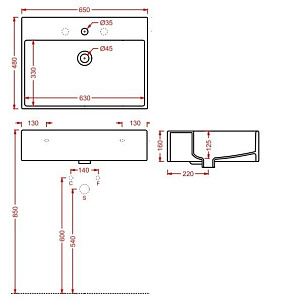 Раковина подвесная Artceram QUADRO 65х48 купить в интернет-магазине Sanbest