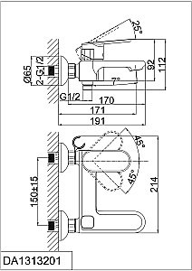 Смеситель для ванны D&K Rhein Speyer DA1313201 купить в интернет-магазине сантехники Sanbest