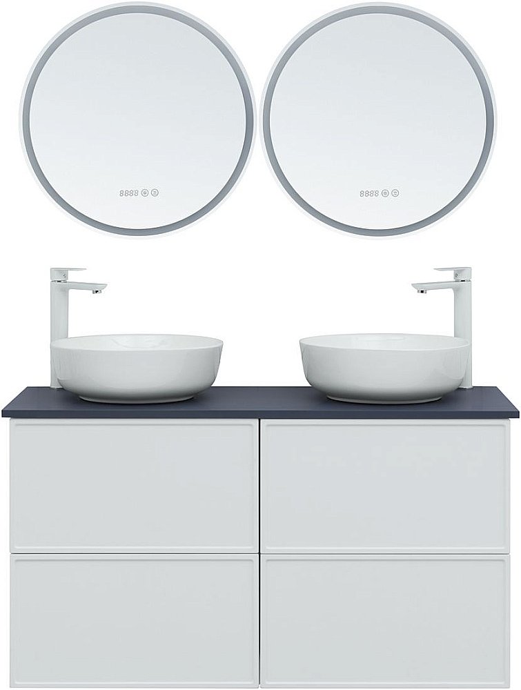 Тумба с раковиной Aquanet Арт 120 белая матовая для ванной в интернет-магазине Sanbest