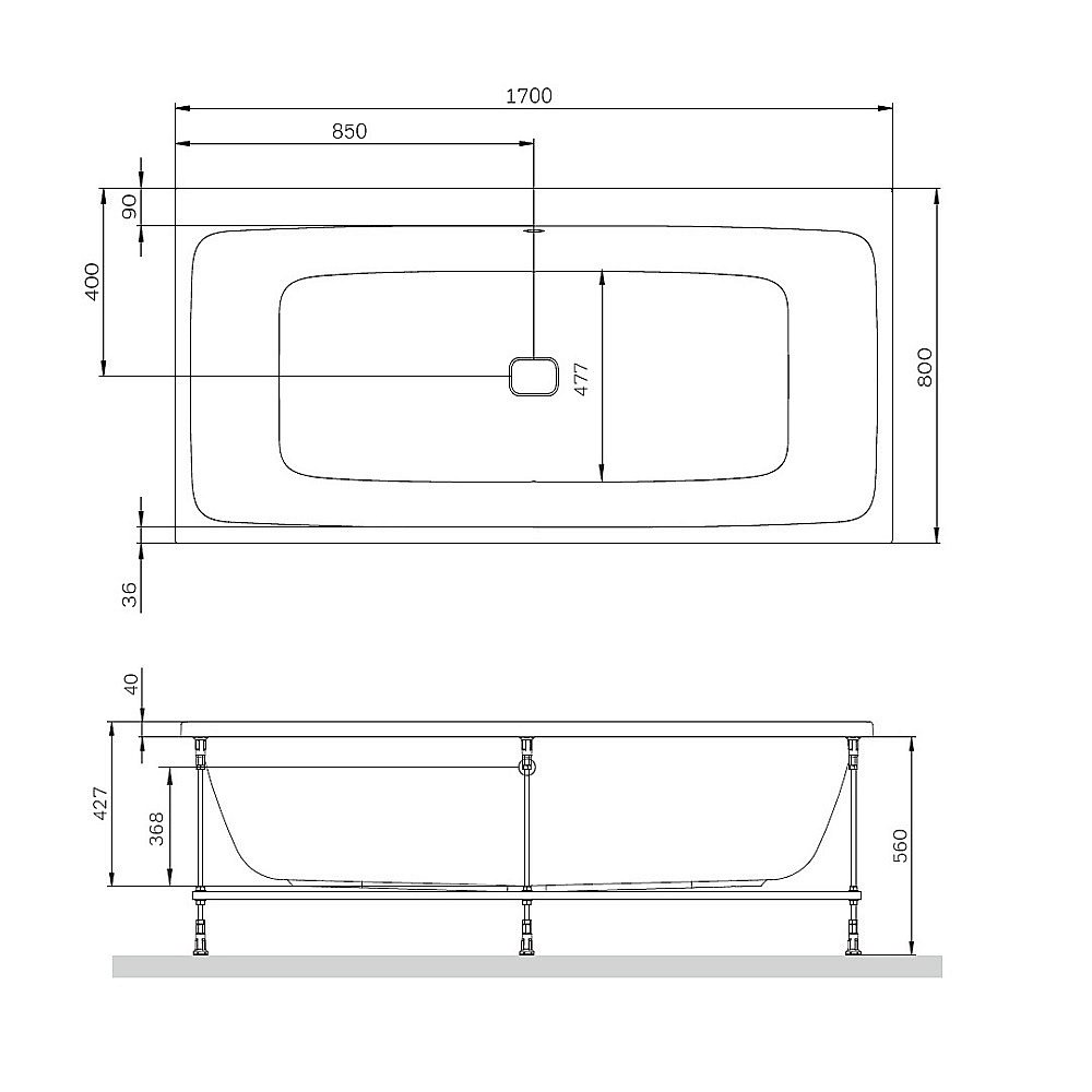 Ванна акриловая AM.PM Func W84A-170-080W-A 170x80 купить в интернет-магазине Sanbest