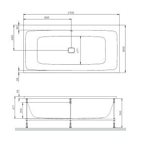 Ванна акриловая AM.PM Func W84A-170-080W-A 170x80 купить в интернет-магазине Sanbest