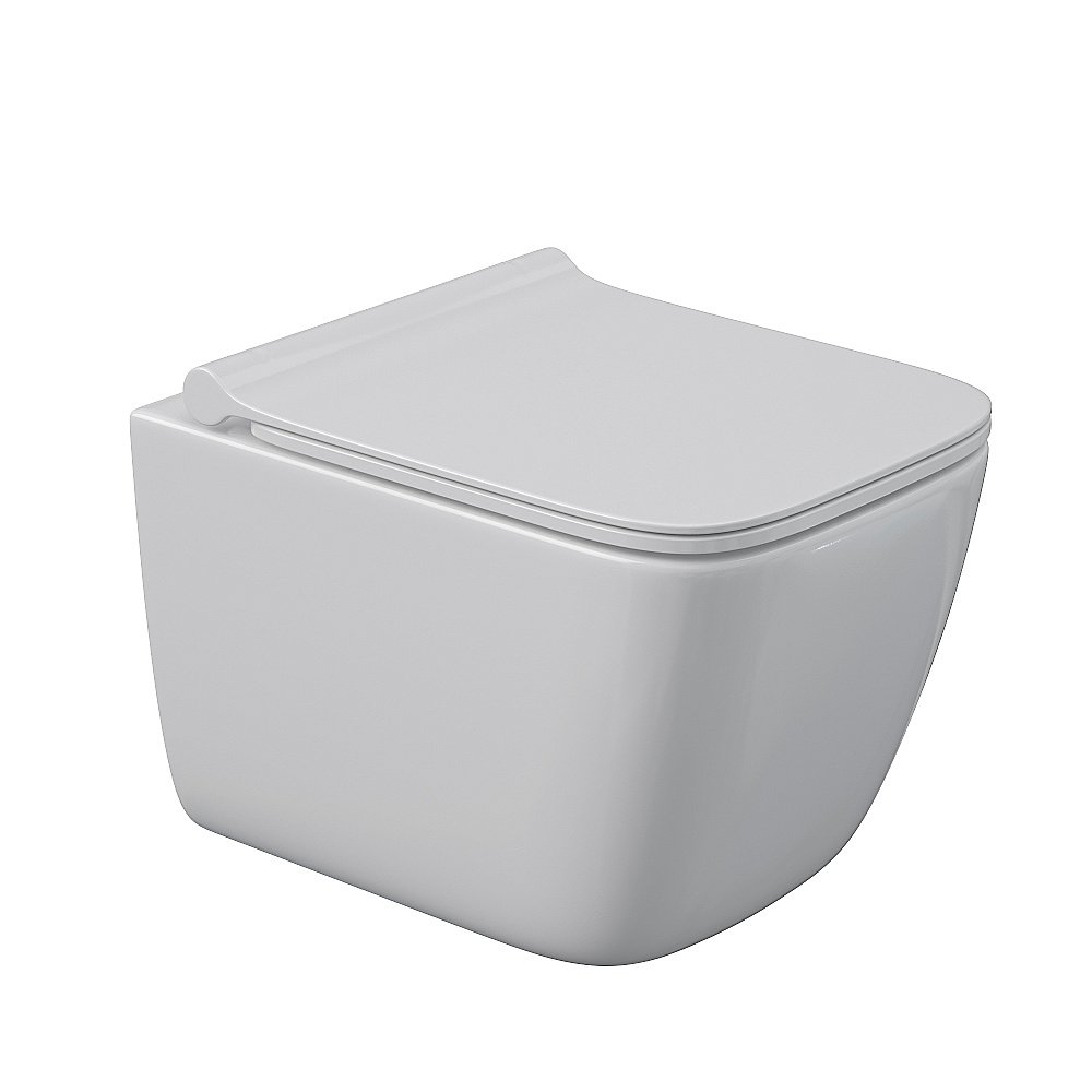 Унитаз подвесной  BERGES QUATTRO S 082149 безободковый, с крышкой микролифт купить в интернет-магазине Sanbest