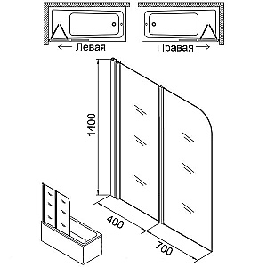 Шторка для ванны Azario Merrit 110 AZ-NF6221 стекло прозрачное/профиль серебро купить в интернет-магазине Sanbest
