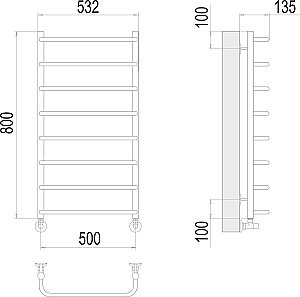 Полотенцесушитель водяной Terminus Стандарт П8 500х800 купить в интернет-магазине сантехники Sanbest