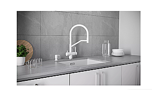 Смеситель для кухни Paulmark Rubert Ru213175-WH белый матовый купить в интернет-магазине сантехники Sanbest