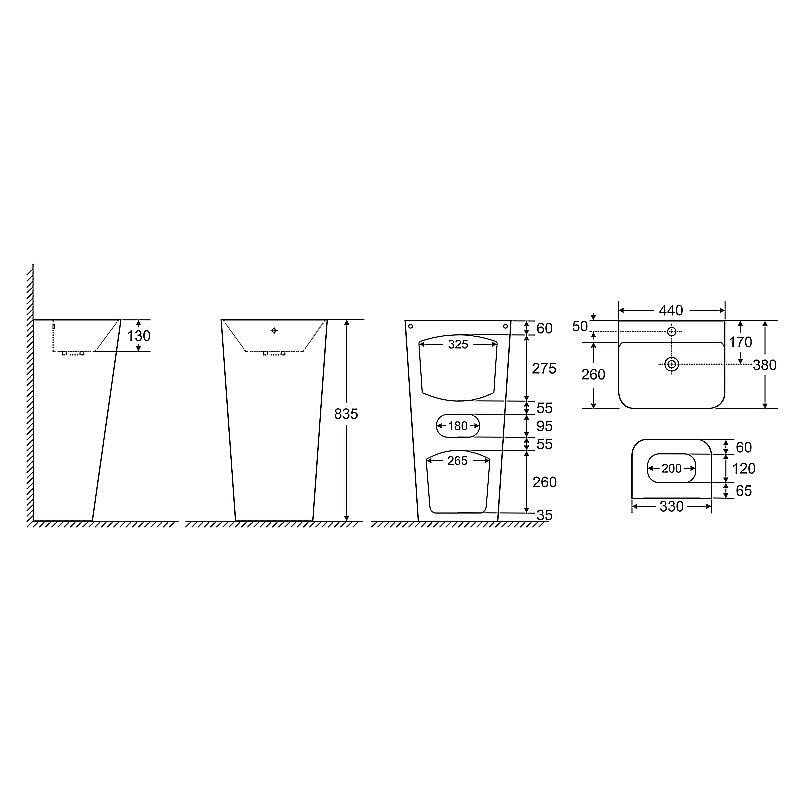 Раковина Azario FRETTA SQUARE 44 AZ-302 белая купить в интернет-магазине Sanbest
