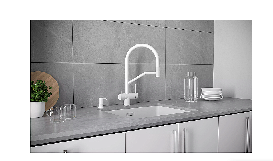 Смеситель для кухни Paulmark Rubert Ru213175-WH белый матовый купить в интернет-магазине сантехники Sanbest