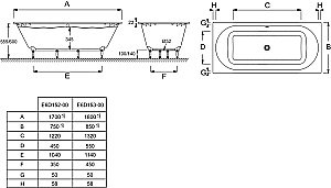 Ванна акриловая Jacob Delafon ODEON RIVE GAUCHE 170x75 купить в интернет-магазине Sanbest