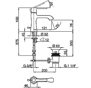 Смеситель для раковины Cisal Cherie CH0005146T купить в интернет-магазине сантехники Sanbest