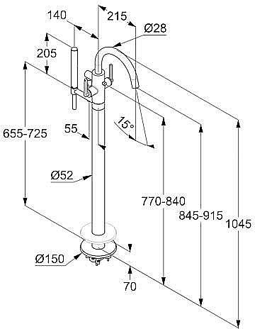 Смеситель для ванны KLUDI NOVA FONTE PURISTIC 205900515 хром купить в интернет-магазине сантехники Sanbest