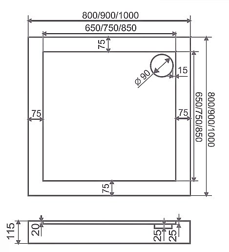 Душевой поддон Good door ФОРУМ 80x80 купить в интернет-магазине Sanbest