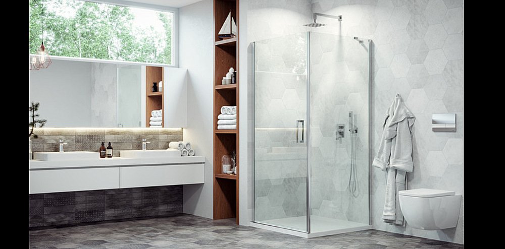 Душевой уголок Excellent Mazo 80х100 стекло прозрачное/профиль хром купить в интернет-магазине Sanbest