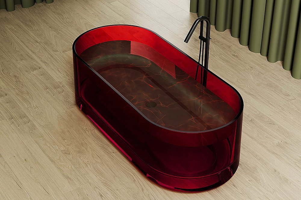 Ванна Abber Kristall AT9708Rubin 170x75 красная прозрачная купить в интернет-магазине Sanbest