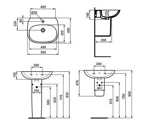 Раковина на полупьедестале Ideal Standard Tesi T352301 купить в интернет-магазине Sanbest