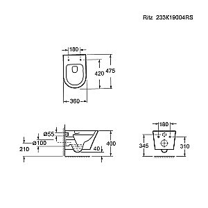 Унитаз подвесной Ambassador Ritz 233K19004RS безободковый, с крышкой микролифт, белый купить в интернет-магазине Sanbest