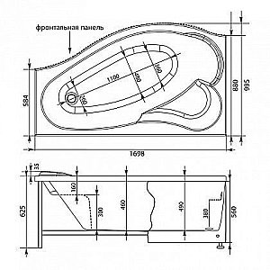 Акриловая ванна Aquanet Palma 170х90 к/с купить в интернет-магазине Sanbest