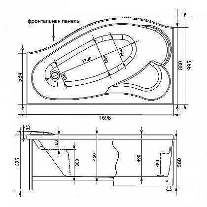 Акриловая ванна Aquanet Palma 170х90 к/с купить в интернет-магазине Sanbest