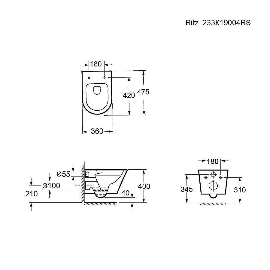 Унитаз подвесной Ambassador Ritz 233K19004RS безободковый, с крышкой микролифт, белый купить в интернет-магазине Sanbest