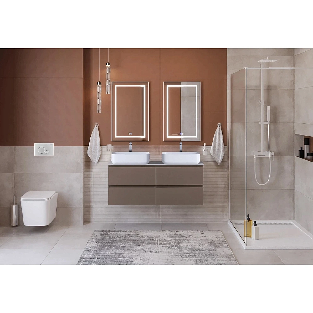 Тумба с раковиной и столещницей BelBagno 120 KRAFT-1200-4C-SO-СO+KEP-120-2-CEM бежевая матовая для ванной в интернет-магазине Sanbest