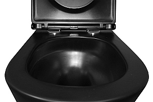 Унитаз подвесной Azario Teramo AZ-0053-UQ3-MB черный матовый, безободковый, с крышкой микролифт, слив торнадо купить в интернет-магазине Sanbest