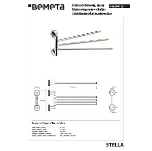 Полотенцедержатель Bemeta Stella 166204112 хром купить в интернет-магазине сантехники Sanbest