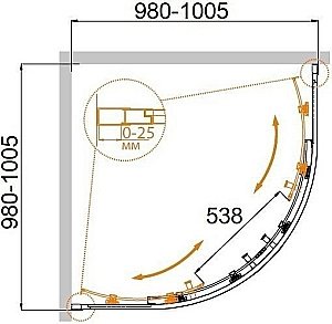 Душевой уголок Cezares Molveno 100x100 MOLVENO-R-2-100-P-Cr стекло рифленое матовое/профиль хром купить в интернет-магазине Sanbest