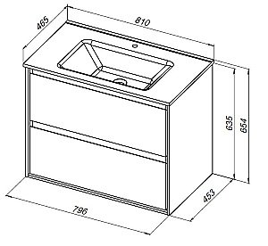 Тумба с раковиной Aquanet Милан 336384/330431 80 дуб светлый для ванной в интернет-магазине Sanbest