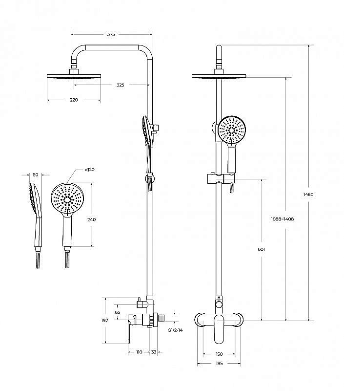 Душевая система Cezares STYLUS-CD-01 хром купить в интернет-магазине сантехники Sanbest