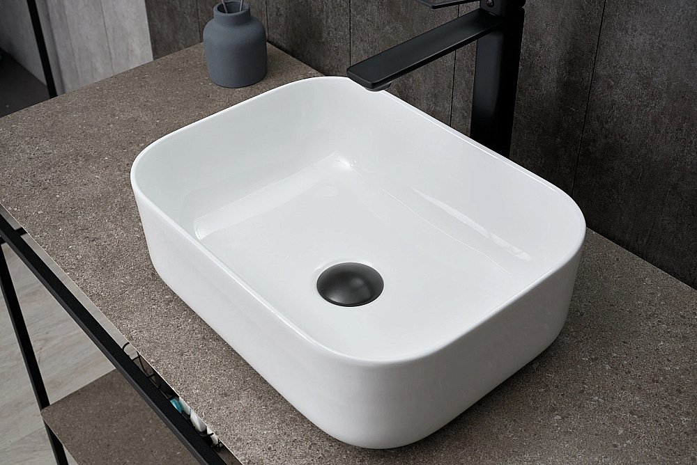 Раковина накладная Gid Geometrico 40 N1335 51238 белая купить в интернет-магазине Sanbest