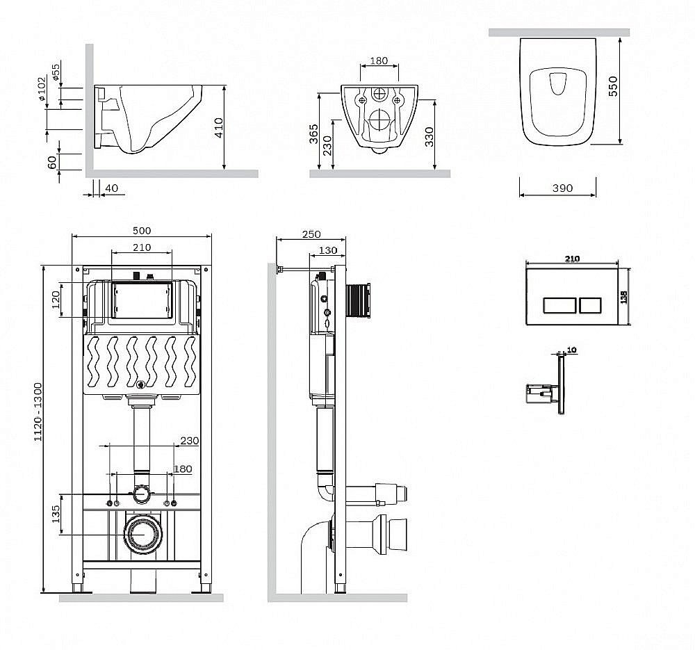 Унитаз подвесной AM.PM Inspire 2.0 IS47051.50A1700 белый, безободковый, с инсталляцией, кнопка хром глянцевый купить в интернет-магазине Sanbest