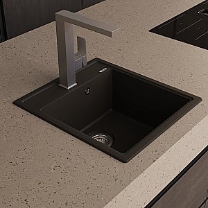 Кухонная мойка Abber Quarz 46х51 AQ2901B черная матовая купить в интернет-магазине сантехники Sanbest