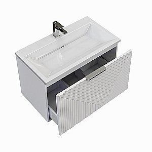 Тумба с раковиной подвесная Grossman БЛИСС 80 с 1 ящ, белая матовая для ванной в интернет-магазине Sanbest