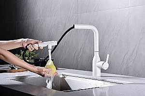 Смеситель для кухни Paulmark Viper Vi213105-WH белый матовый купить в интернет-магазине сантехники Sanbest