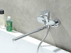 Cмеситель для ванны Aquatek НИКА Set 2 в 1 (AQ1842CR+AQ2017CR) хром купить в интернет-магазине сантехники Sanbest
