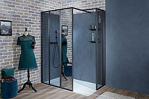 Душевое ограждение Jacob Delafon Nouvelle Vague 120 боковая стенка 120 прозрачное/черный купить в интернет-магазине Sanbest