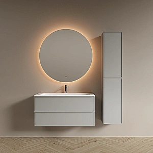 Тумба с раковиной Sancos Velta 100 VL100WG+CN7013 теплый серый матовая/раковина белая, с отверстием для ванной в интернет-магазине Sanbest