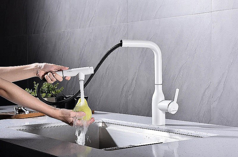 Смеситель для кухни Paulmark Viper Vi213105-WH белый матовый купить в интернет-магазине сантехники Sanbest