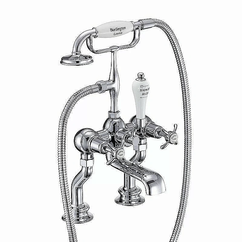 Смеситель для ванны Burlington Regent ANR15-QT хром/ручки белые купить в интернет-магазине сантехники Sanbest