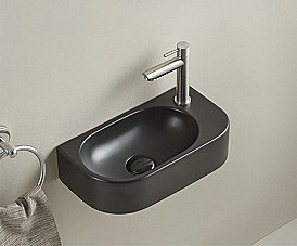 Раковина подвесная Gid Bm9274L черная матовая чаша слева купить в интернет-магазине сантехники Sanbest