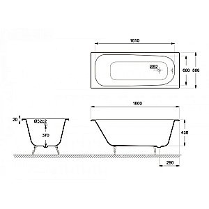 Ванна чугунная Delice Continental Elite DLR230627-AS 180х80 белая купить в интернет-магазине Sanbest