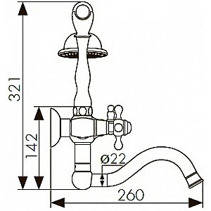 Смеситель для ванны Kaiser Carlson Style 44422-1 купить в интернет-магазине сантехники Sanbest