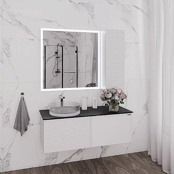 Шкаф Comforty Геленджик 00-00017848 белый для ванной в интернет-магазине сантехники Sanbest