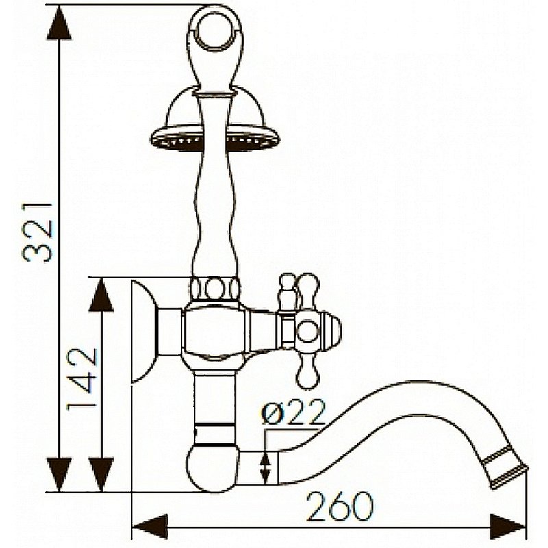 Смеситель для ванны Kaiser Carlson Style 44422-1 купить в интернет-магазине сантехники Sanbest