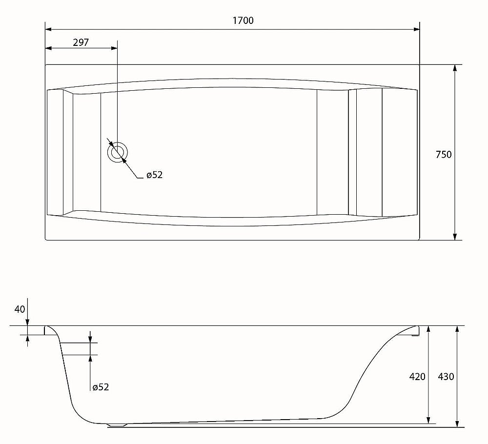 Ванна акриловая Cersanit VIRGO 63353 170x75 купить в интернет-магазине Sanbest